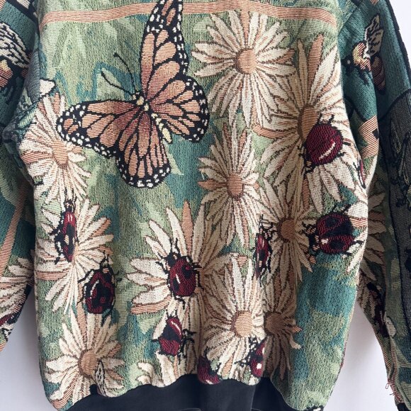 Sugar Street Weavers Tapestry Floral Ladybug Print Pullover M/L - Picture 3 of 7